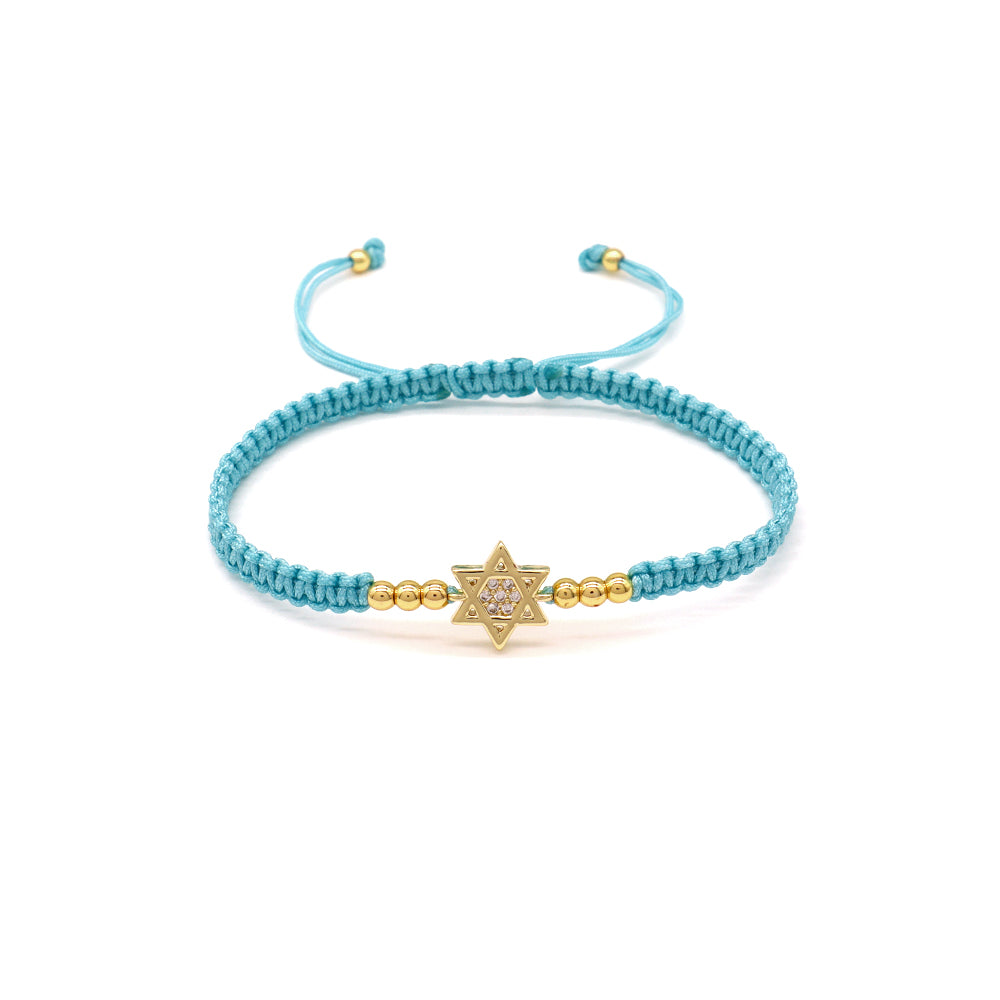 Handmade Customizable Brass Charm Bracelet With Cotton Wire