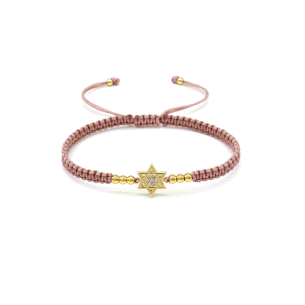 Handmade Customizable Brass Charm Bracelet With Cotton Wire