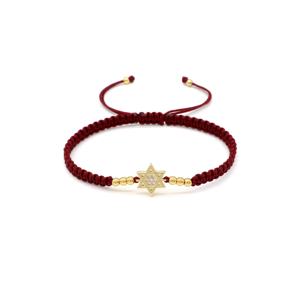 Handmade Customizable Brass Charm Bracelet With Cotton Wire