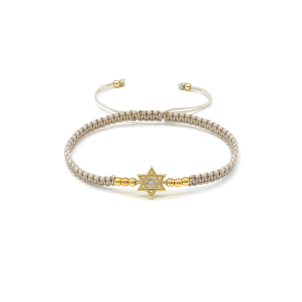 Handmade Customizable Brass Charm Bracelet With Cotton Wire