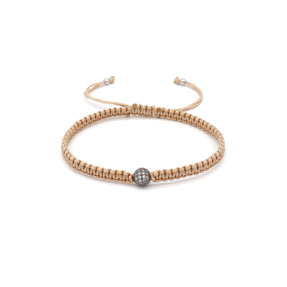 Handmade Customizable Brass Charm Bracelet With Cotton Wire