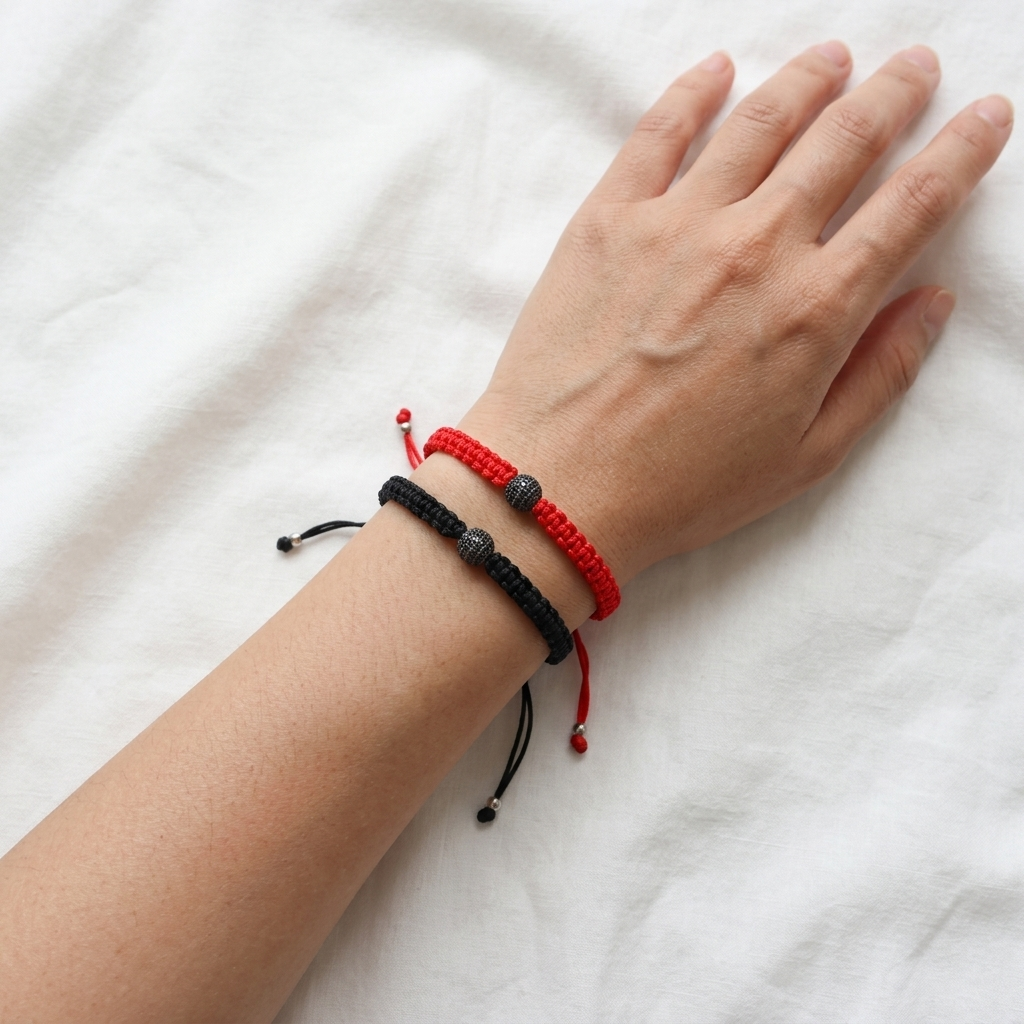 Handmade Customizable Brass Charm Bracelet With Cotton Wire