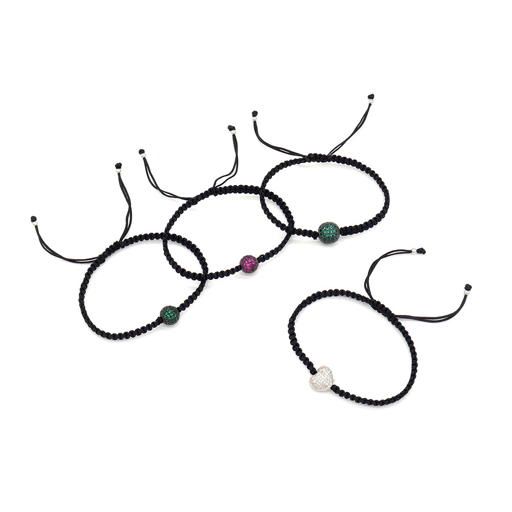 Handmade Customizable Brass Charm Bracelet With Cotton Wire