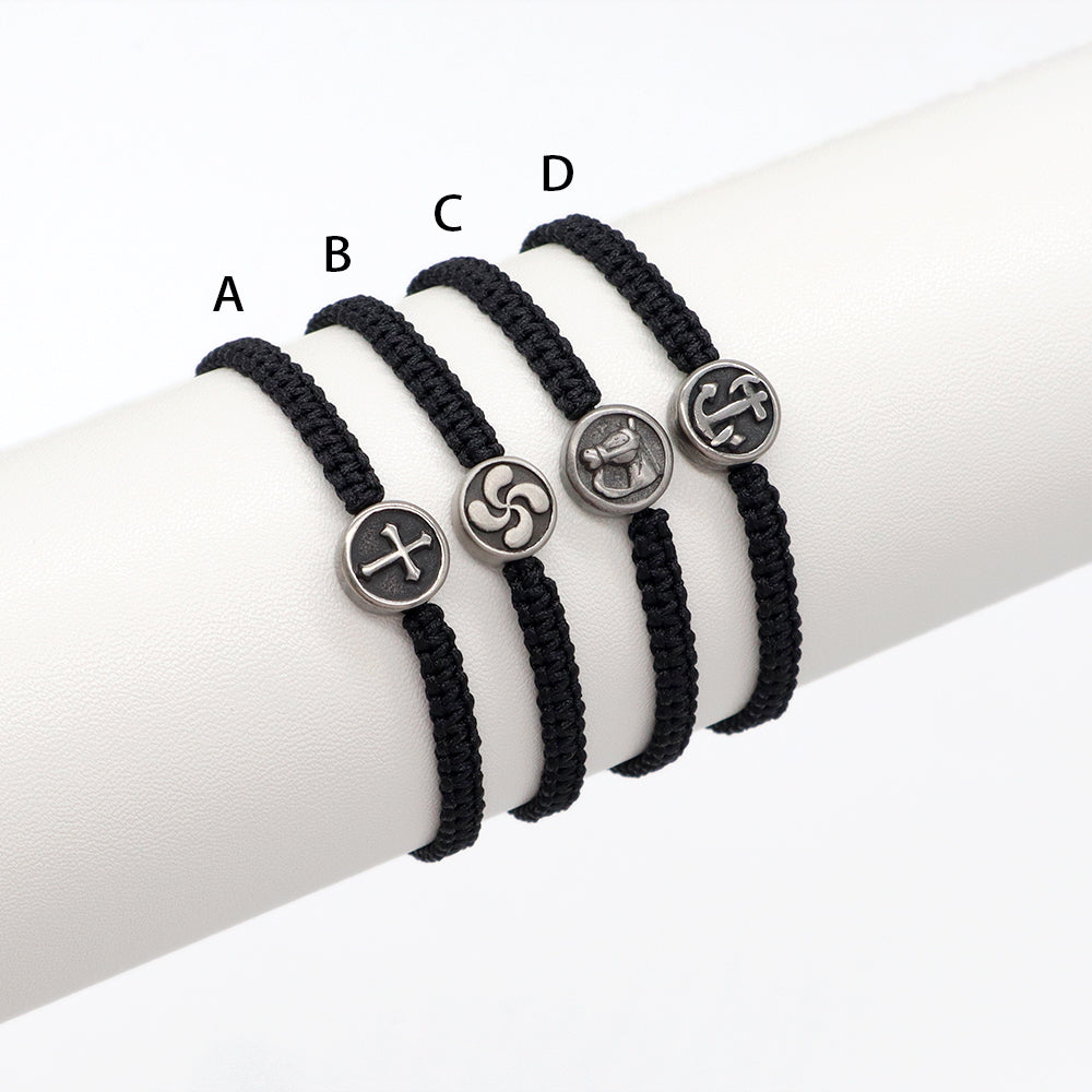 Handmade Customizable Stainless Steel Charm Bracelet With Cotton Wire