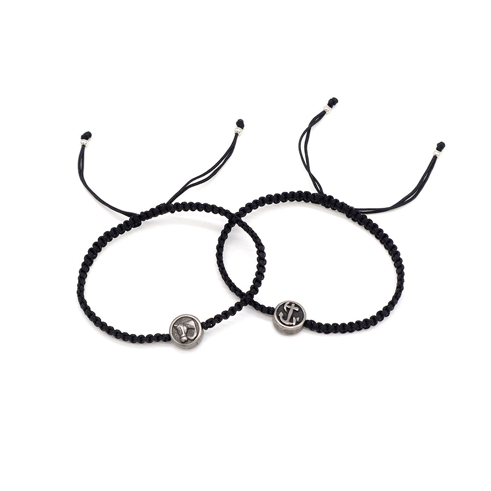 Handmade Customizable Stainless Steel Charm Bracelet With Cotton Wire