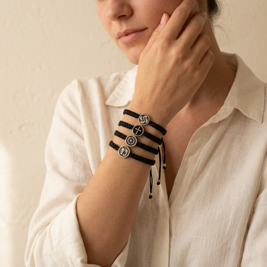 Handmade Customizable Stainless Steel Charm Bracelet With Cotton Wire