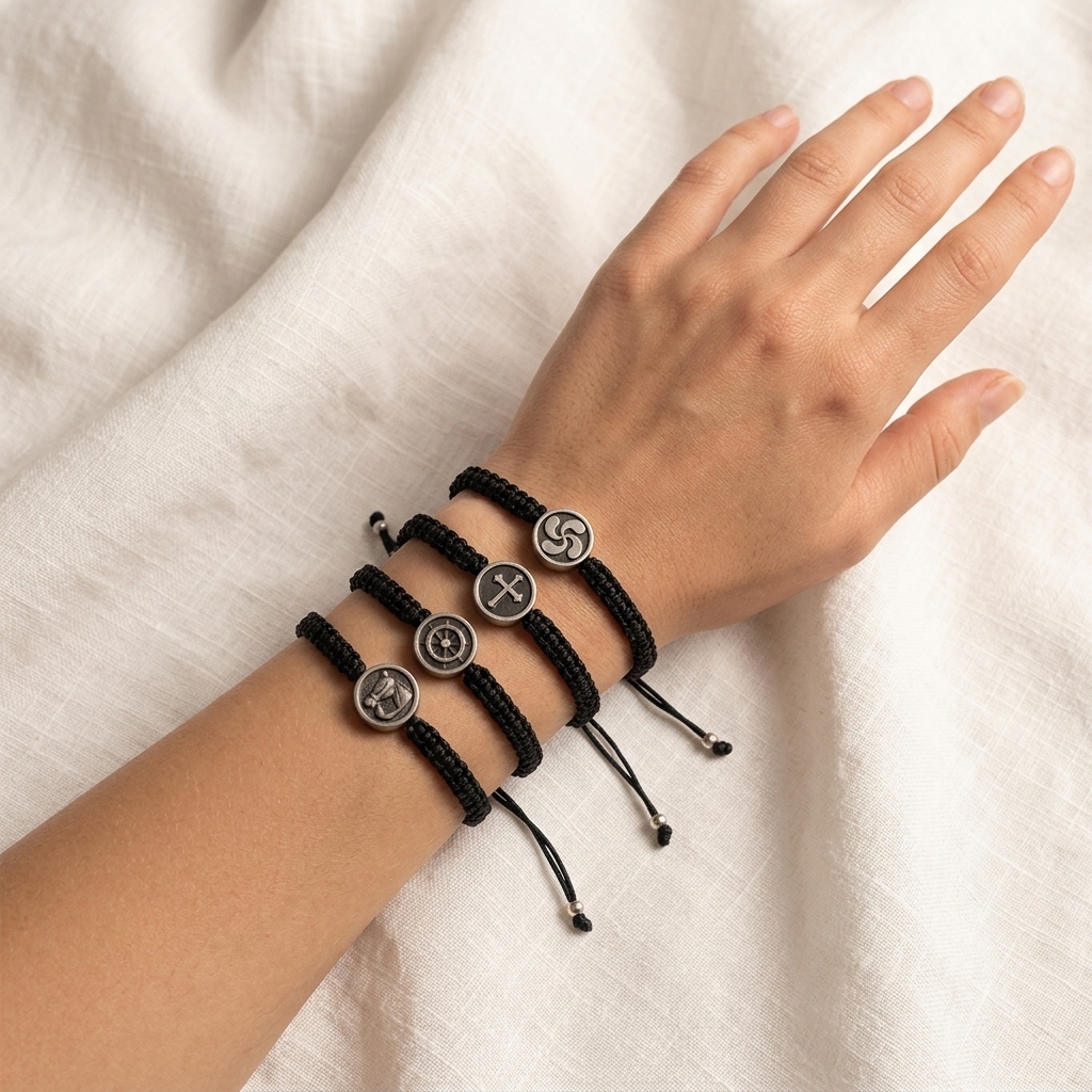 Handmade Customizable Stainless Steel Charm Bracelet With Cotton Wire