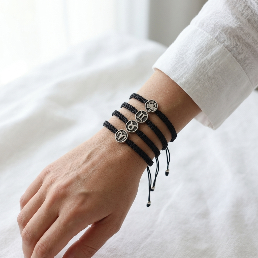 Handmade Customizable Stainless Steel Charm Bracelet With Cotton Wire