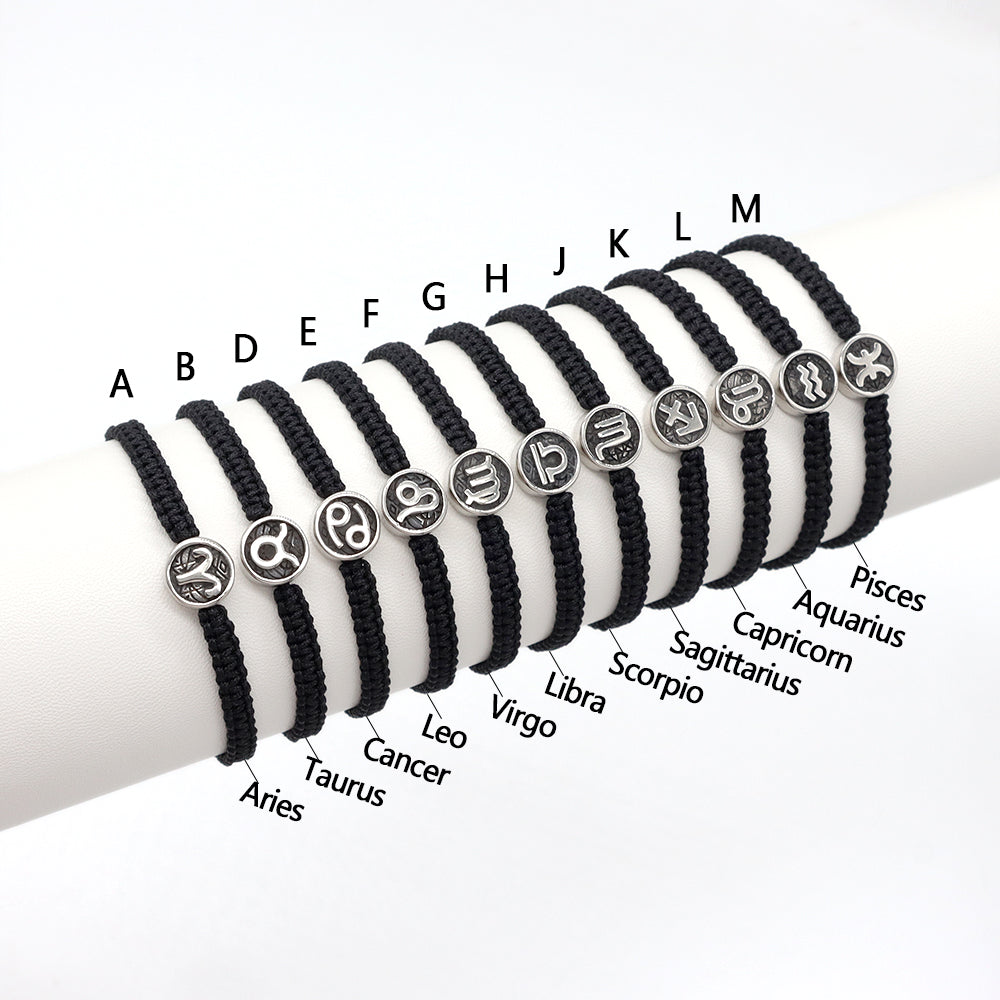 Handmade Customizable Stainless Steel Charm Bracelet With Cotton Wire