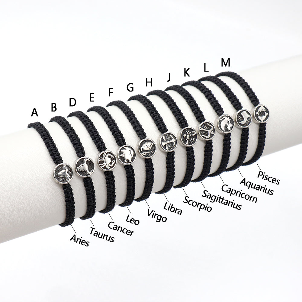 Handmade Customizable Stainless Steel Charm Bracelet With Cotton Wire