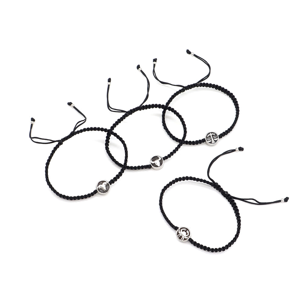 Handmade Customizable Stainless Steel Charm Bracelet With Cotton Wire