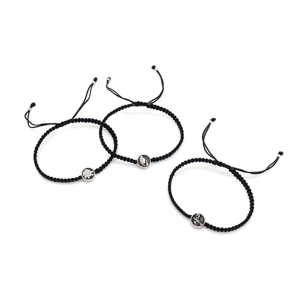 Handmade Customizable Stainless Steel Charm Bracelet With Cotton Wire