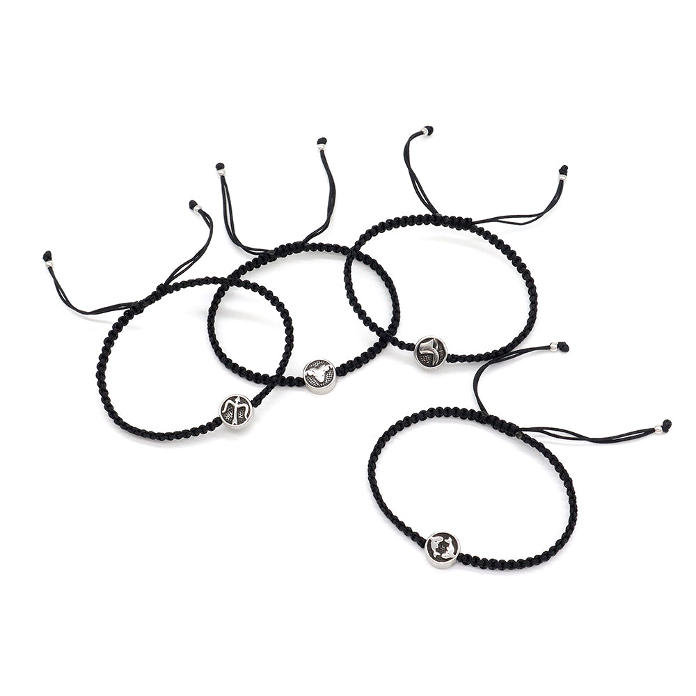 Handmade Customizable Stainless Steel Charm Bracelet With Cotton Wire