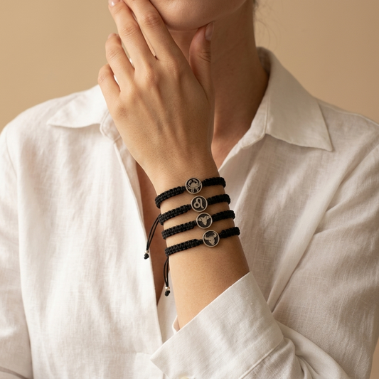 Handmade Customizable Stainless Steel Charm Bracelet With Cotton Wire