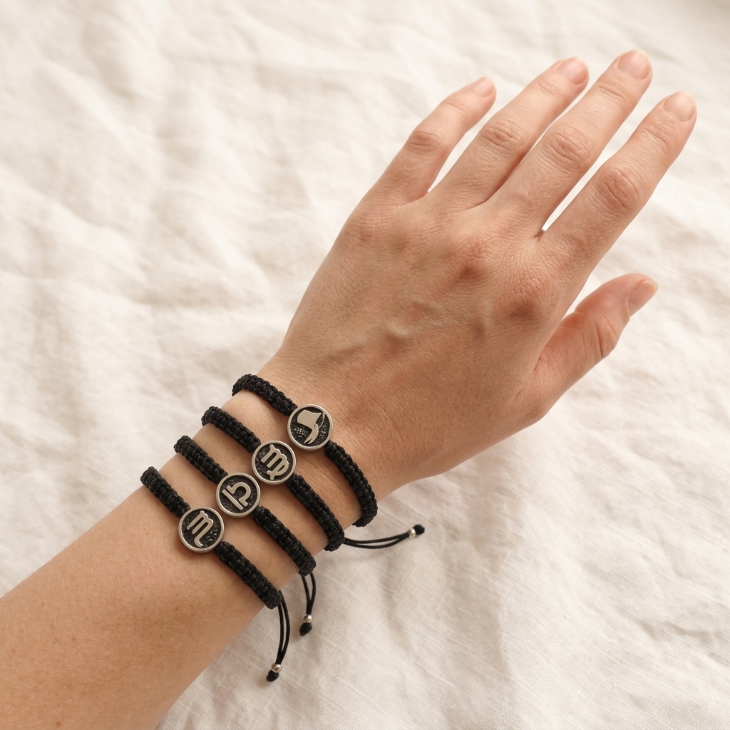 Handmade Customizable Stainless Steel Charm Bracelet With Cotton Wire