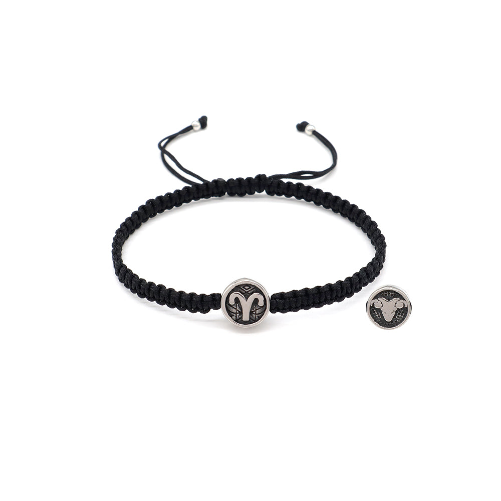 Handmade Customizable Stainless Steel Charm Bracelet With Cotton Wire