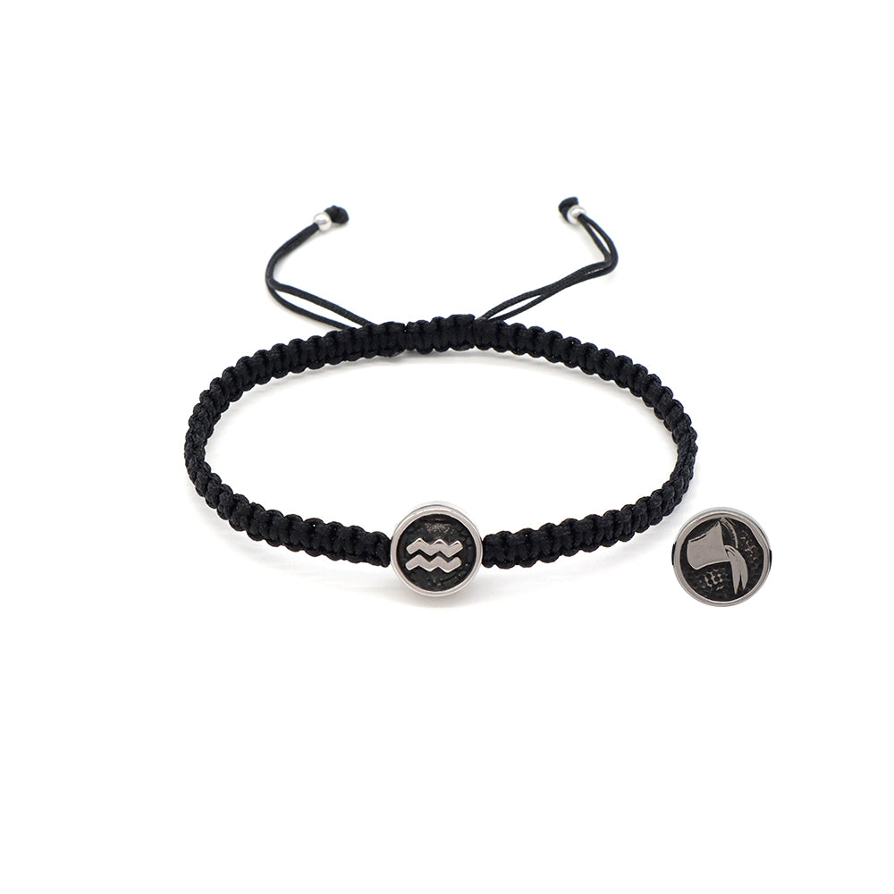 Handmade Customizable Stainless Steel Charm Bracelet With Cotton Wire