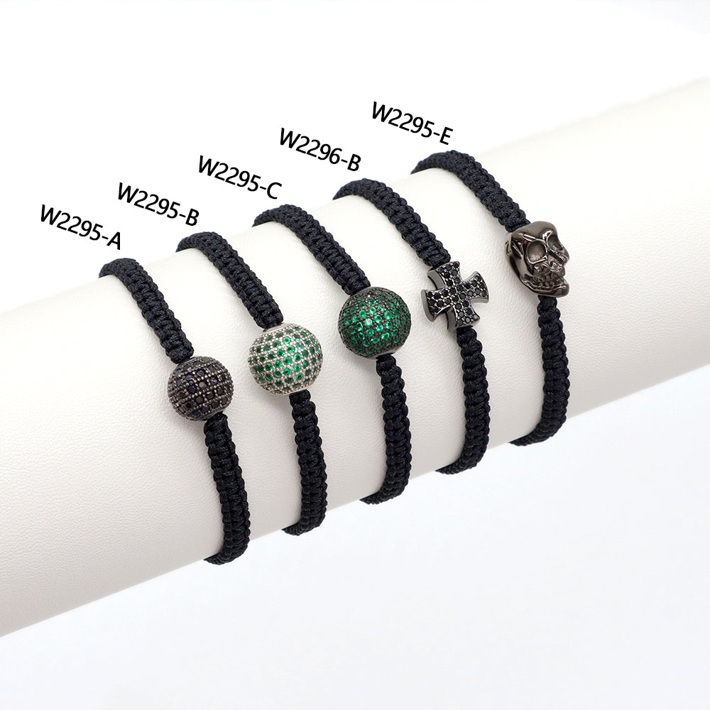 Handmade Customizable Brass Charm Bracelet With Cotton Wire
