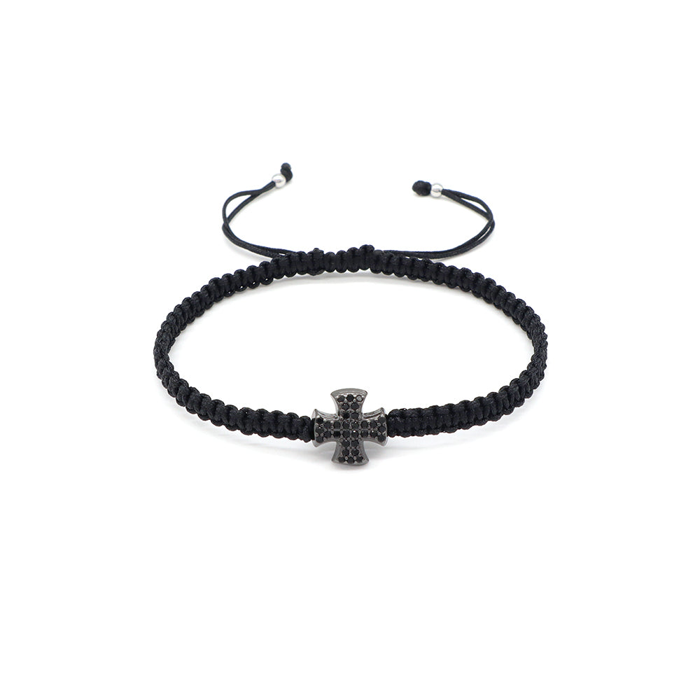 Handmade Customizable Brass Charm Bracelet With Cotton Wire