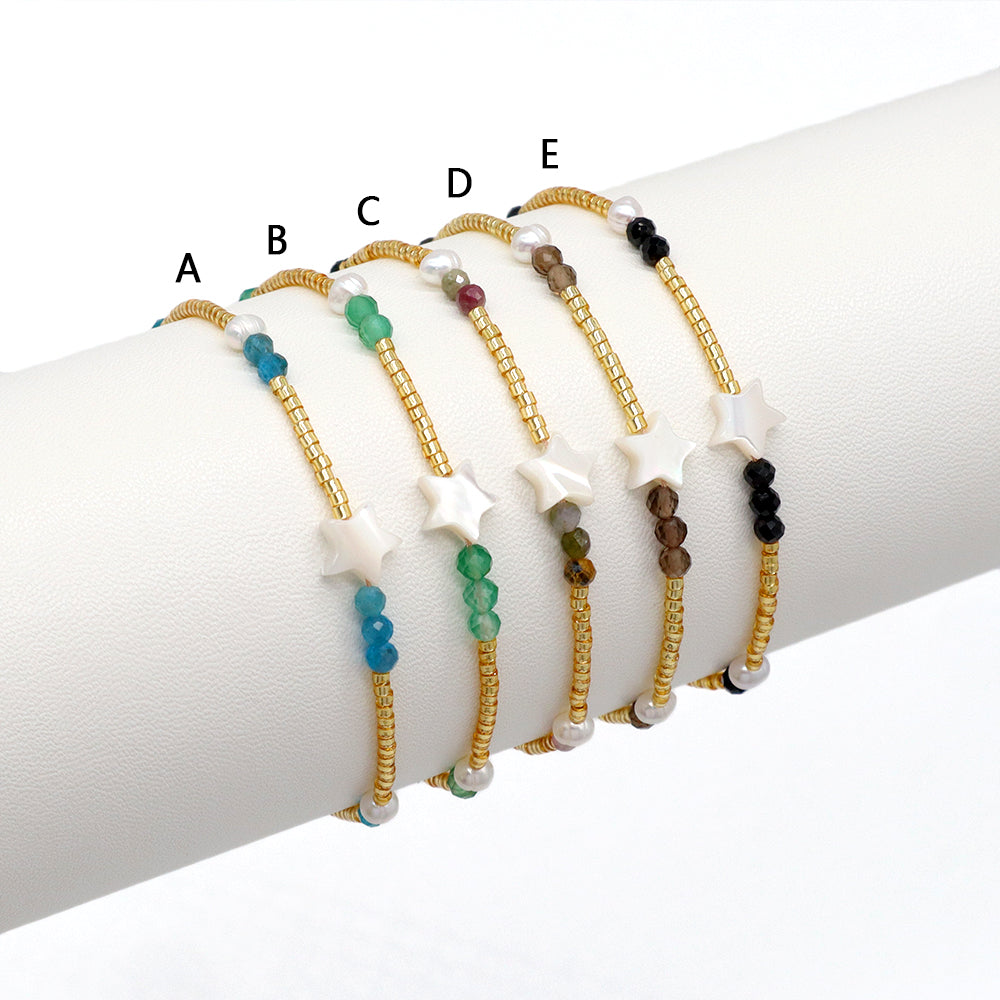 Handmade Customizable Miyuki Beads Bracelet With Natural Stone Fresh Water Pearl Shell Charm