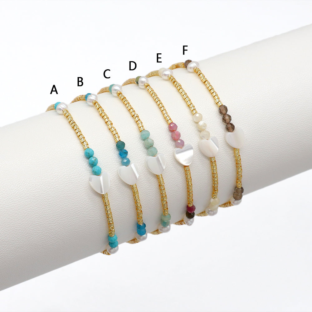 Handmade Customizable Miyuki Beads Bracelet With Shell Charm Fresh Water Pearl Natural Stone