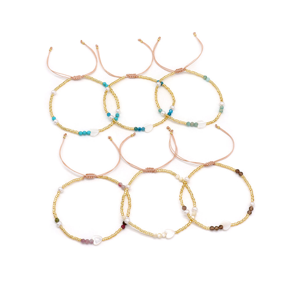 Handmade Customizable Miyuki Beads Bracelet With Shell Charm Fresh Water Pearl Natural Stone
