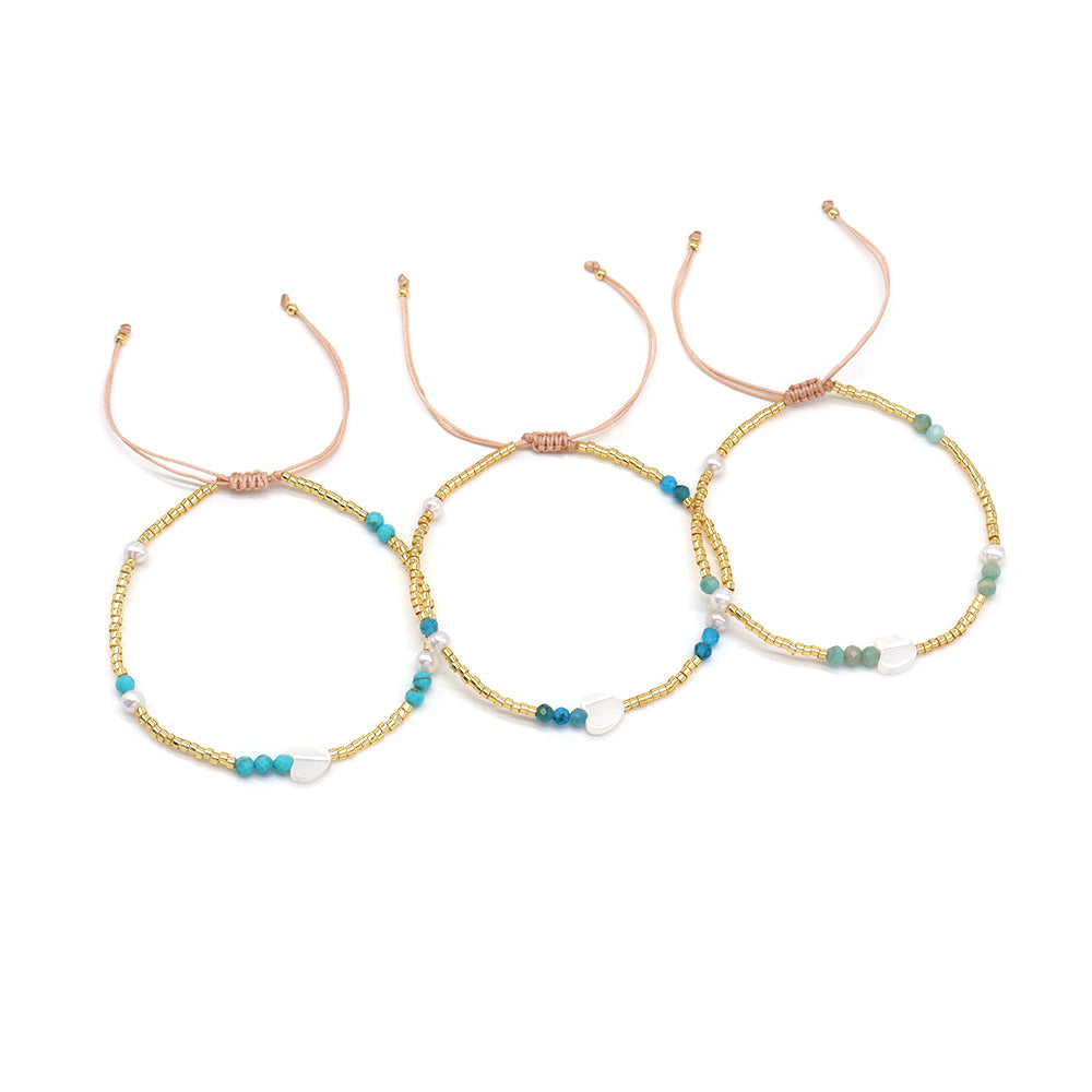 Handmade Customizable Miyuki Beads Bracelet With Shell Charm Fresh Water Pearl Natural Stone