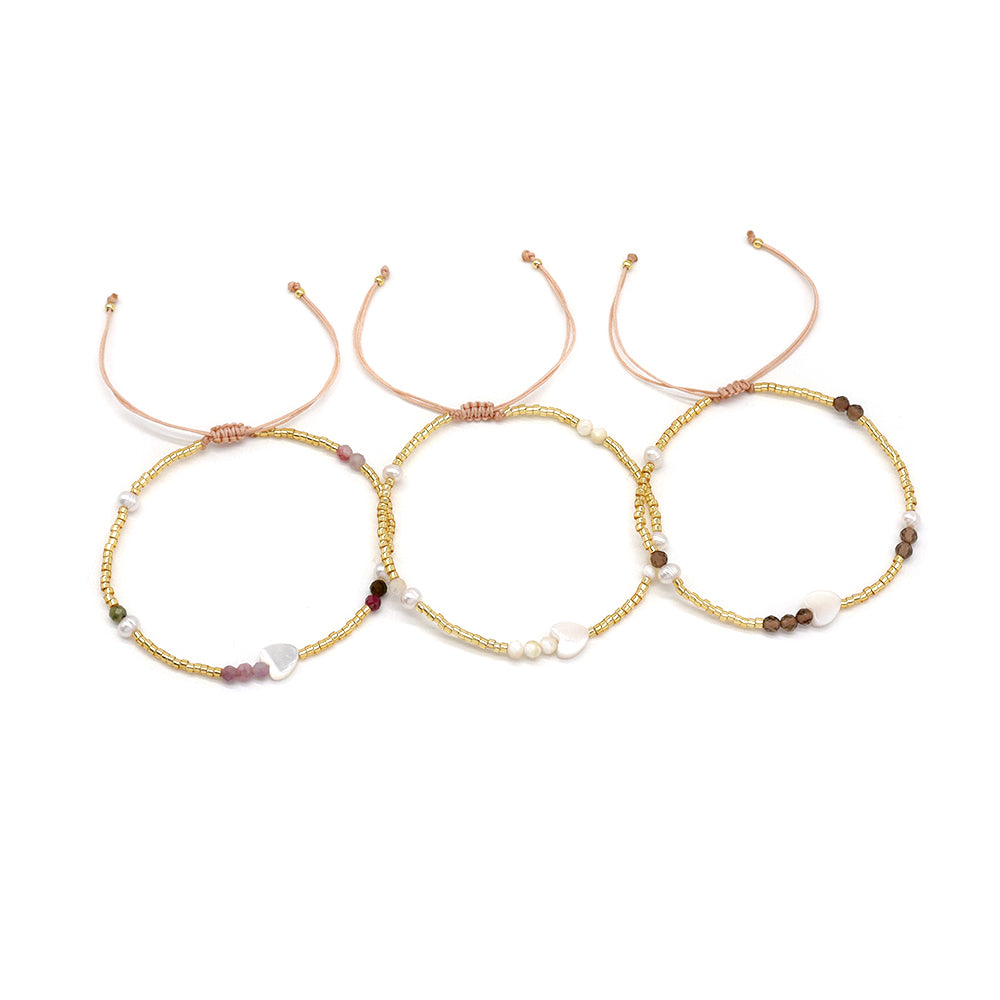 Handmade Customizable Miyuki Beads Bracelet With Shell Charm Fresh Water Pearl Natural Stone