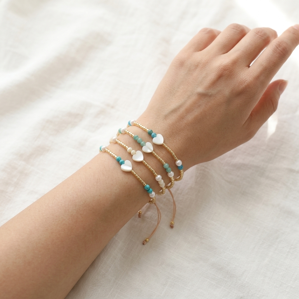 Handmade Customizable Miyuki Beads Bracelet With Shell Charm Fresh Water Pearl Natural Stone