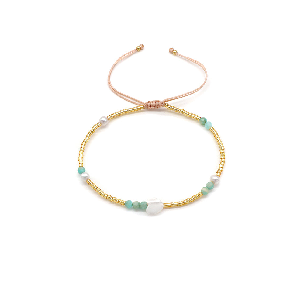 Handmade Customizable Miyuki Beads Bracelet With Shell Charm Fresh Water Pearl Natural Stone