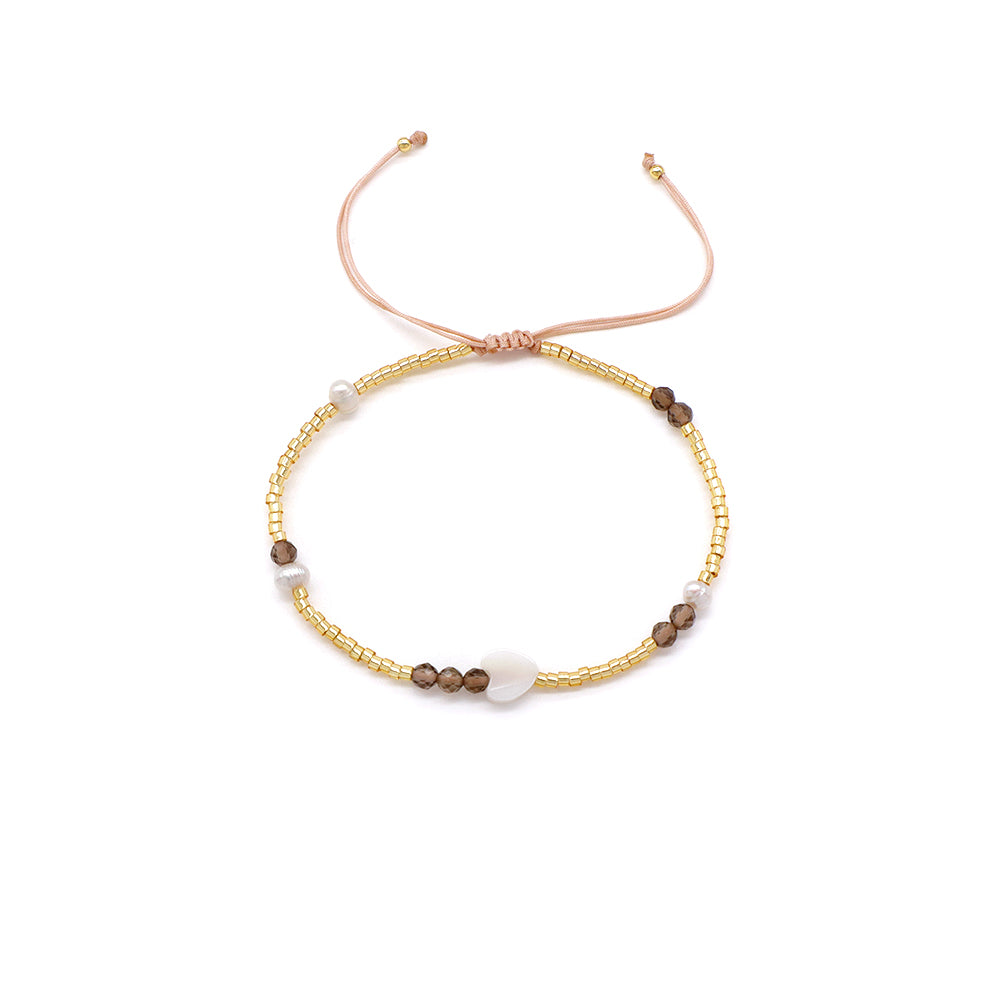 Handmade Customizable Miyuki Beads Bracelet With Shell Charm Fresh Water Pearl Natural Stone