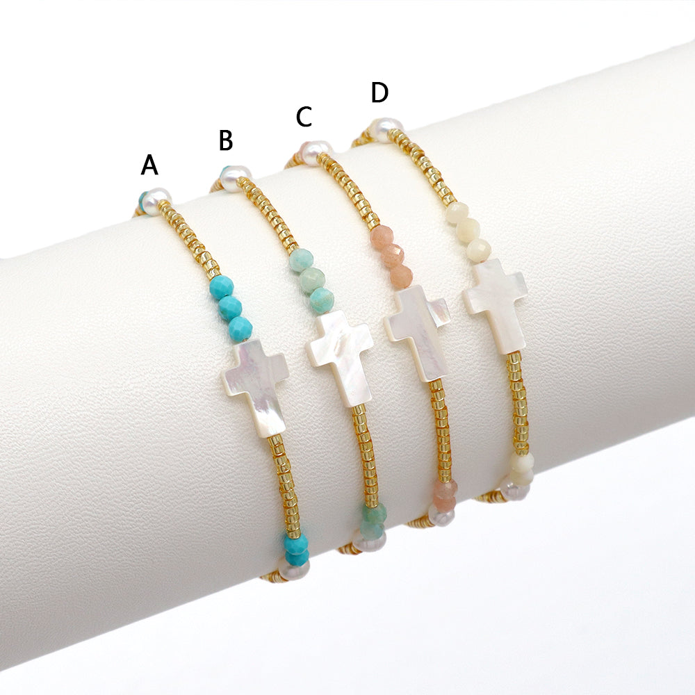 Handmade Customizable Miyuki Beads Bracelet With Shell Charm Fresh Water Pearl Natural Stone