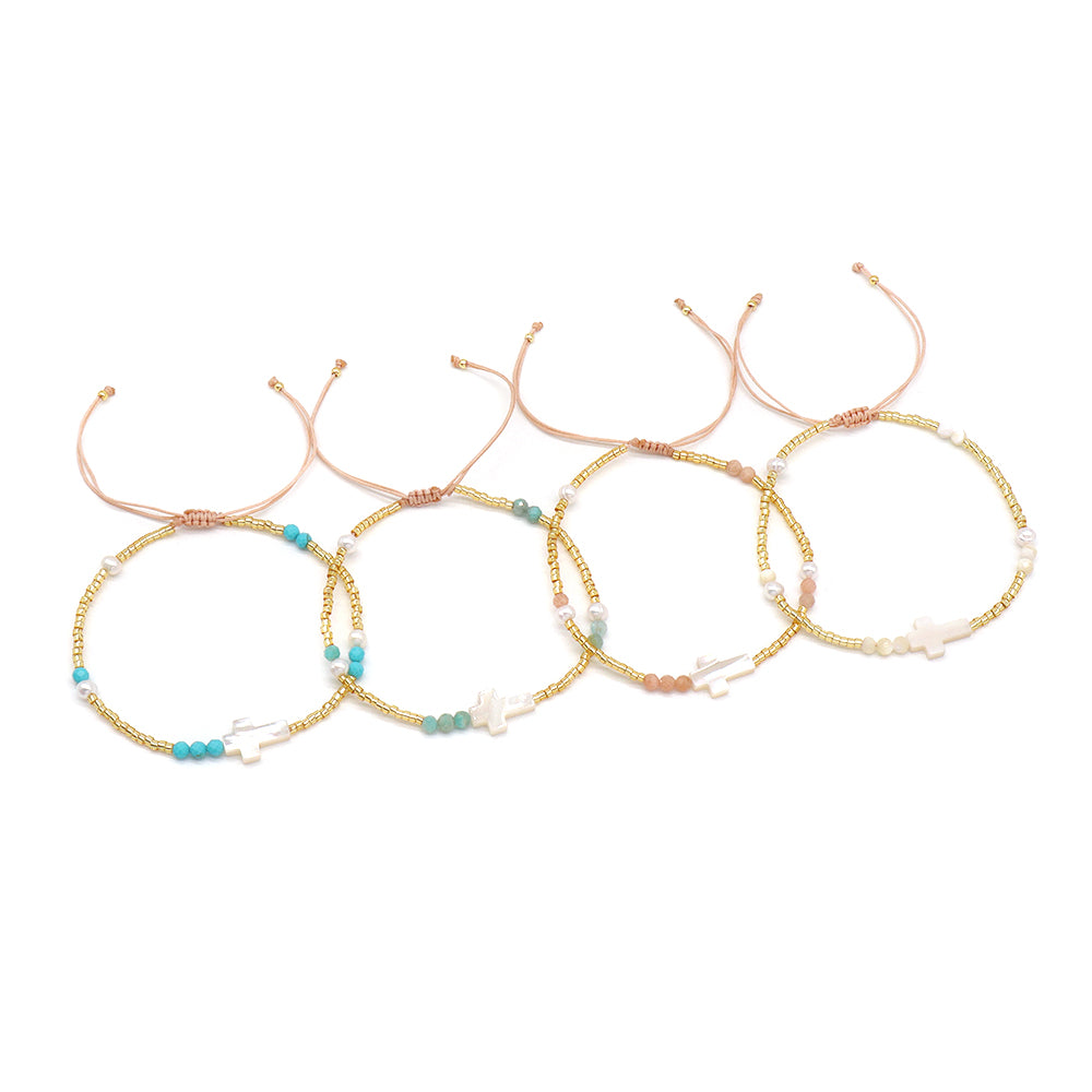 Handmade Customizable Miyuki Beads Bracelet With Shell Charm Fresh Water Pearl Natural Stone