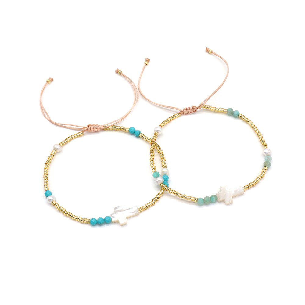 Handmade Customizable Miyuki Beads Bracelet With Shell Charm Fresh Water Pearl Natural Stone
