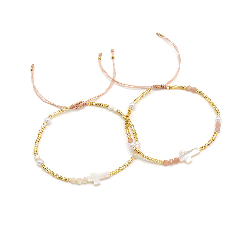 Handmade Customizable Miyuki Beads Bracelet With Shell Charm Fresh Water Pearl Natural Stone