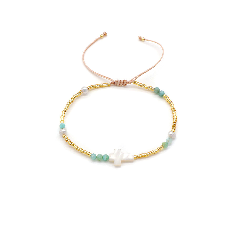 Handmade Customizable Miyuki Beads Bracelet With Shell Charm Fresh Water Pearl Natural Stone