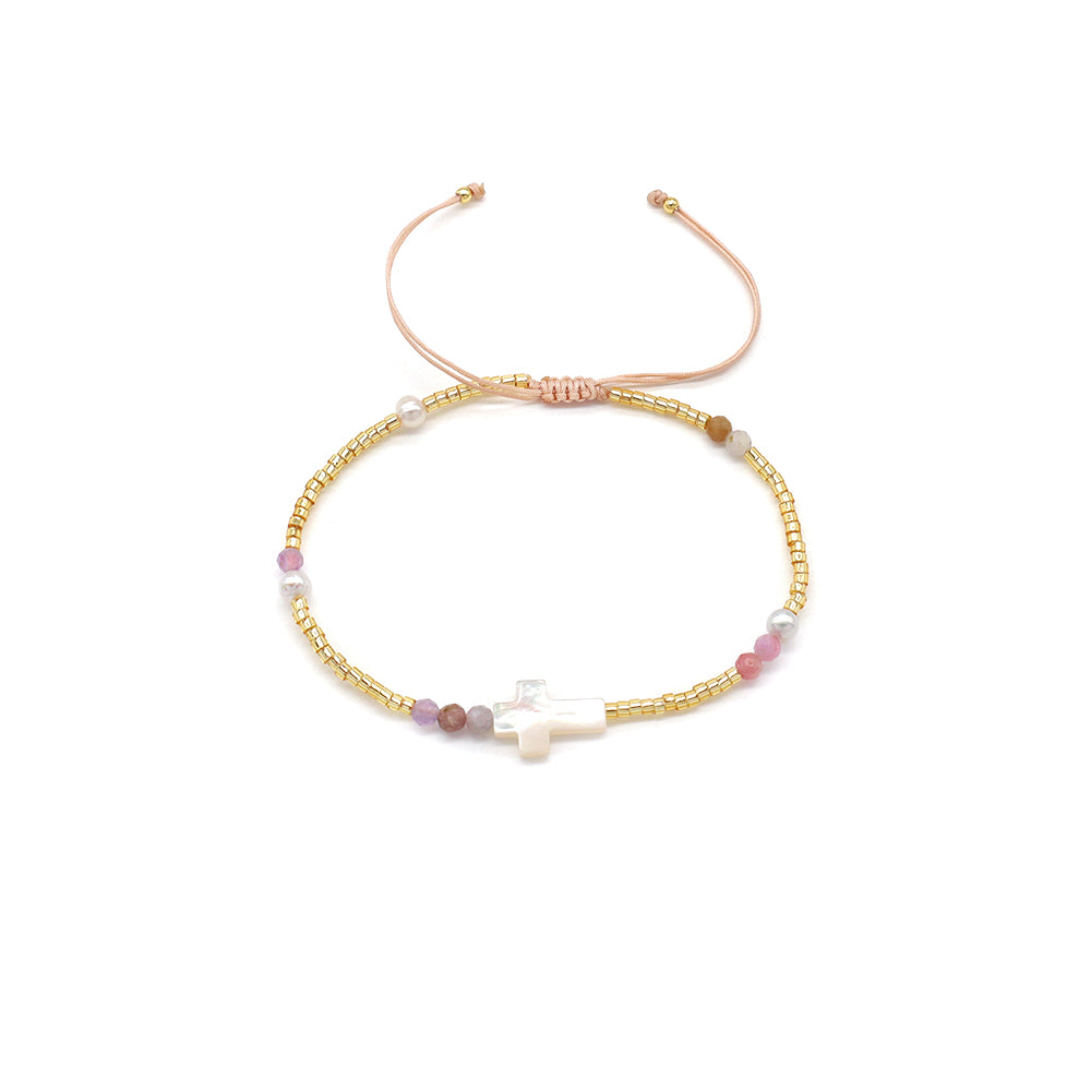 Handmade Customizable Miyuki Beads Bracelet With Shell Charm Fresh Water Pearl Natural Stone