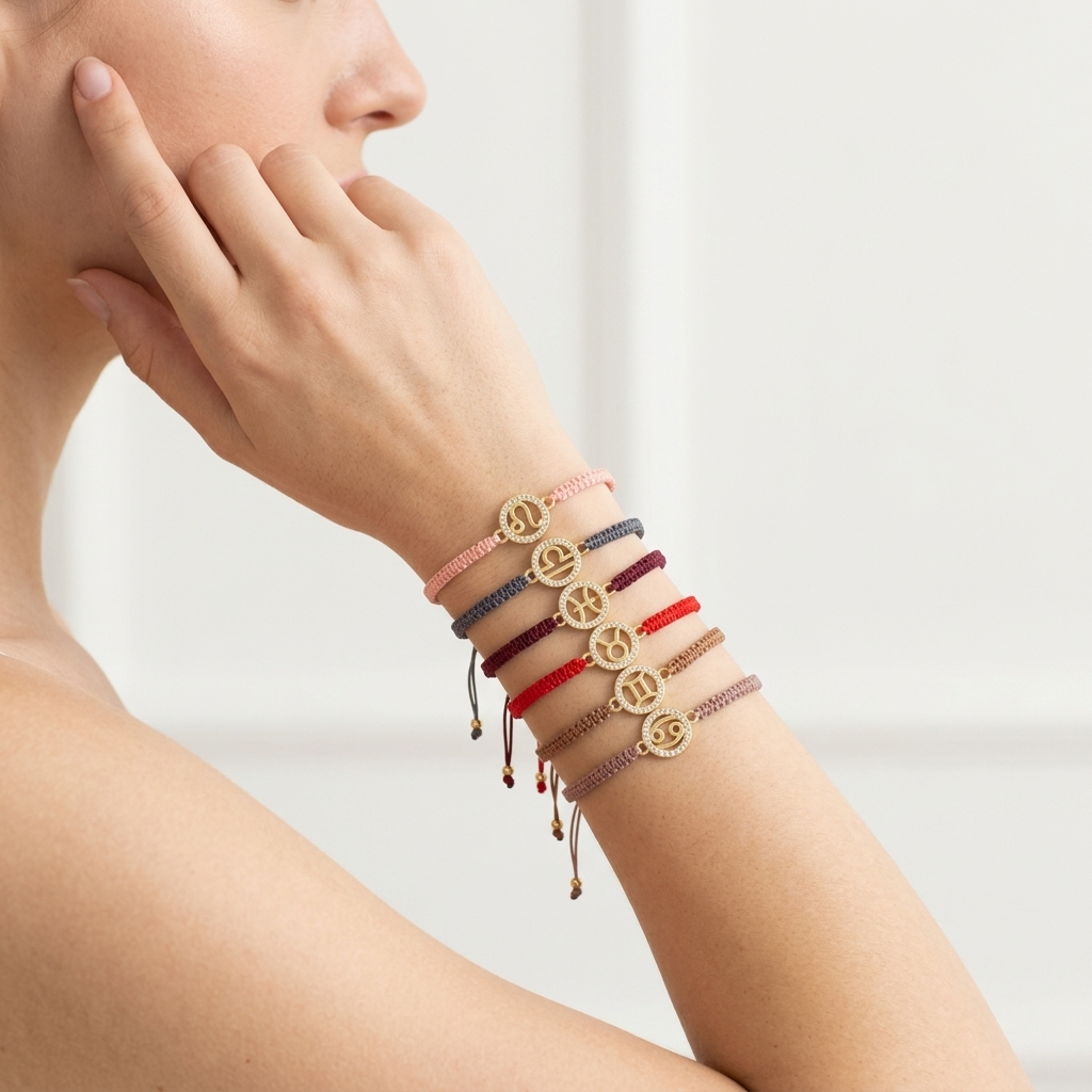 Handmade Customizable Brass Charm Bracelet With Cotton Wire