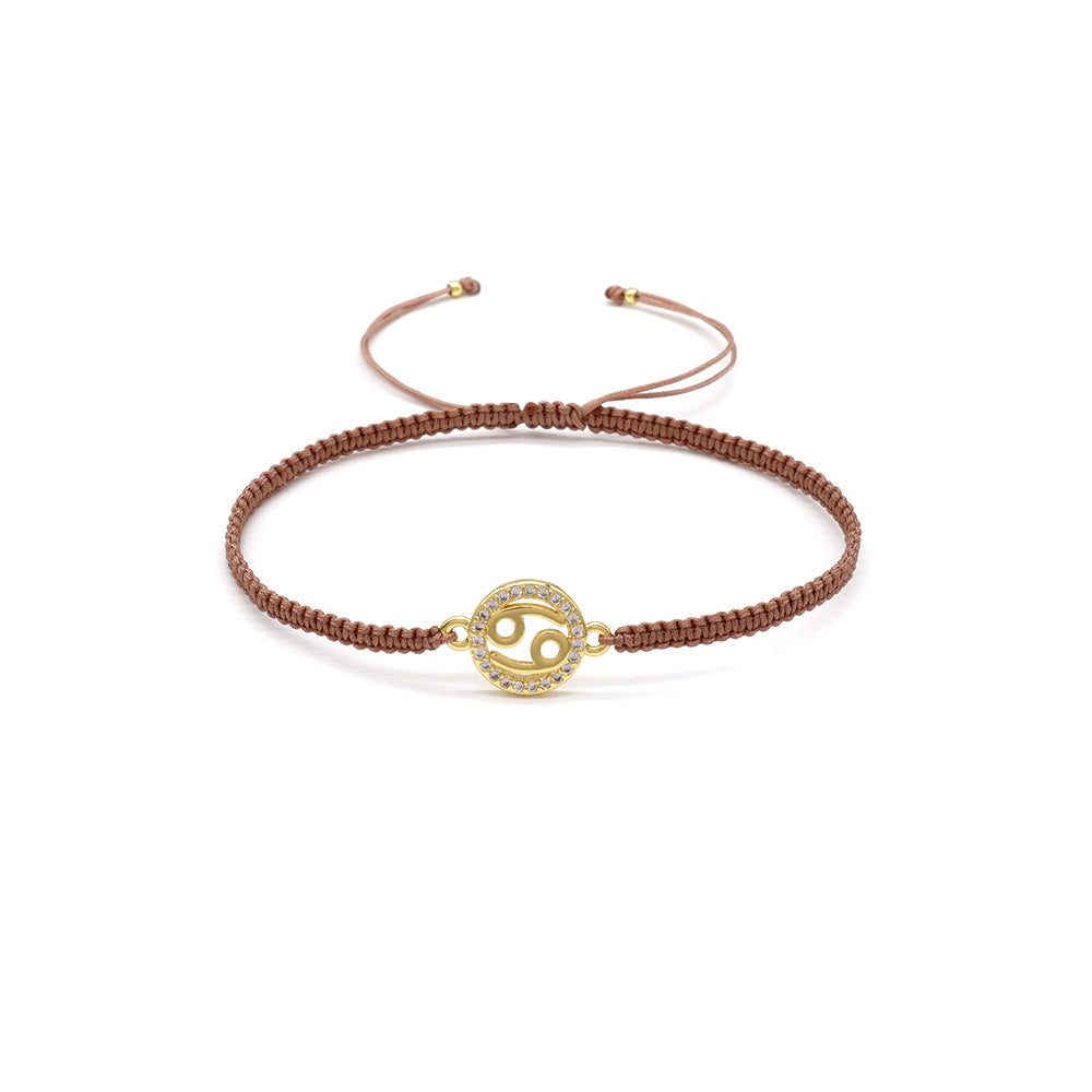 Handmade Customizable Brass Charm Bracelet With Cotton Wire