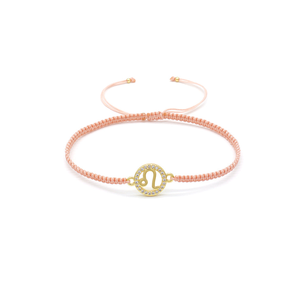 Handmade Customizable Brass Charm Bracelet With Cotton Wire