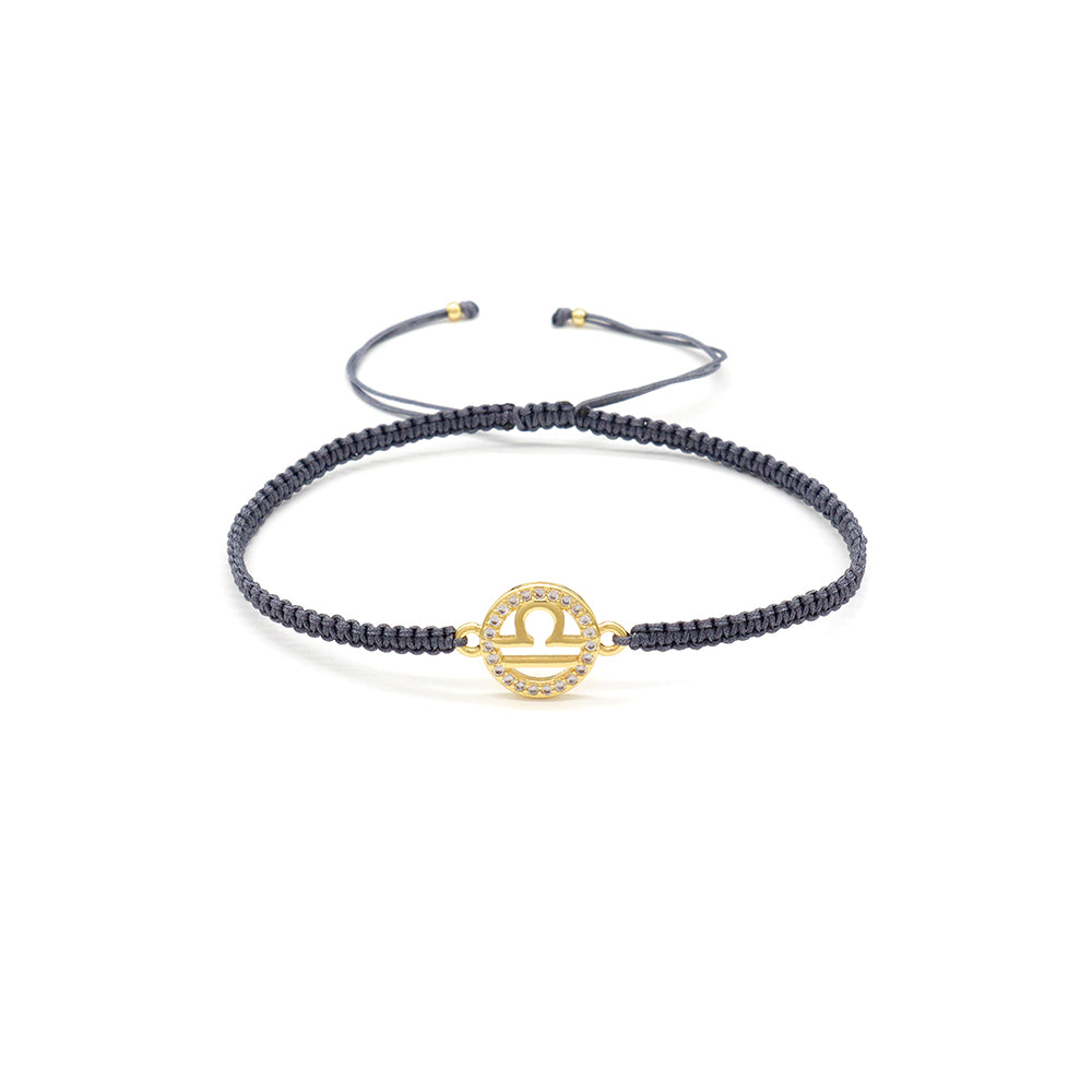 Handmade Customizable Brass Charm Bracelet With Cotton Wire