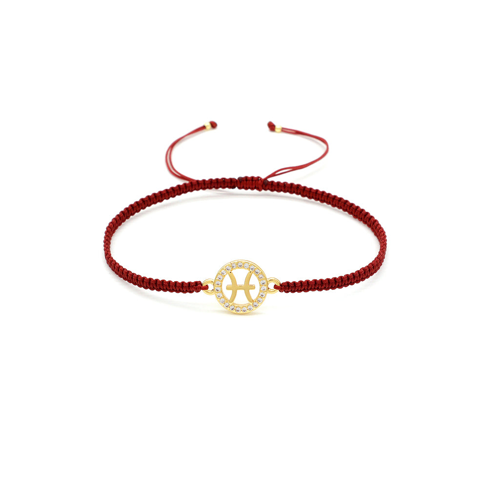 Handmade Customizable Brass Charm Bracelet With Cotton Wire