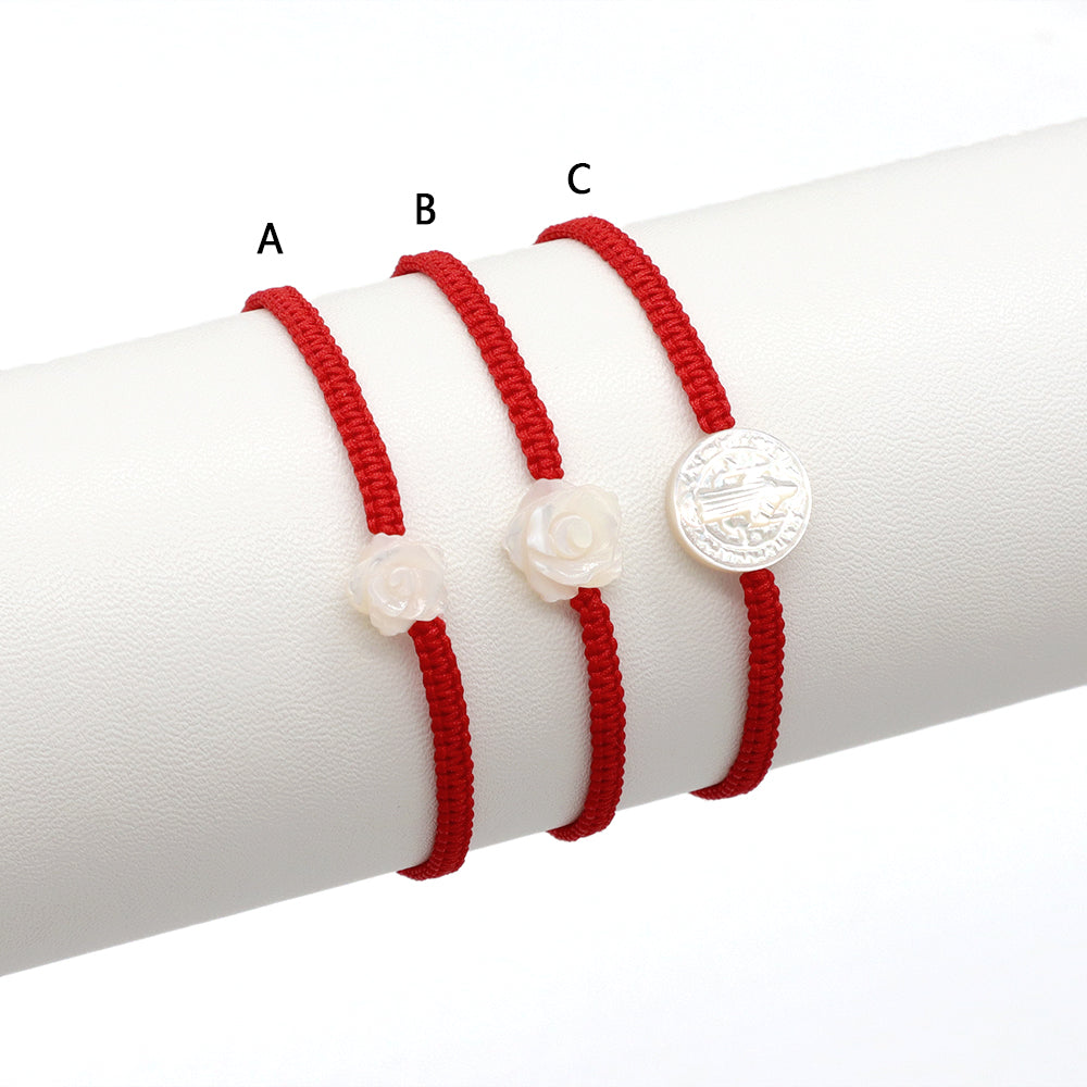 Handmade Customizable Shell Charm Bracelet With Cotton Wire