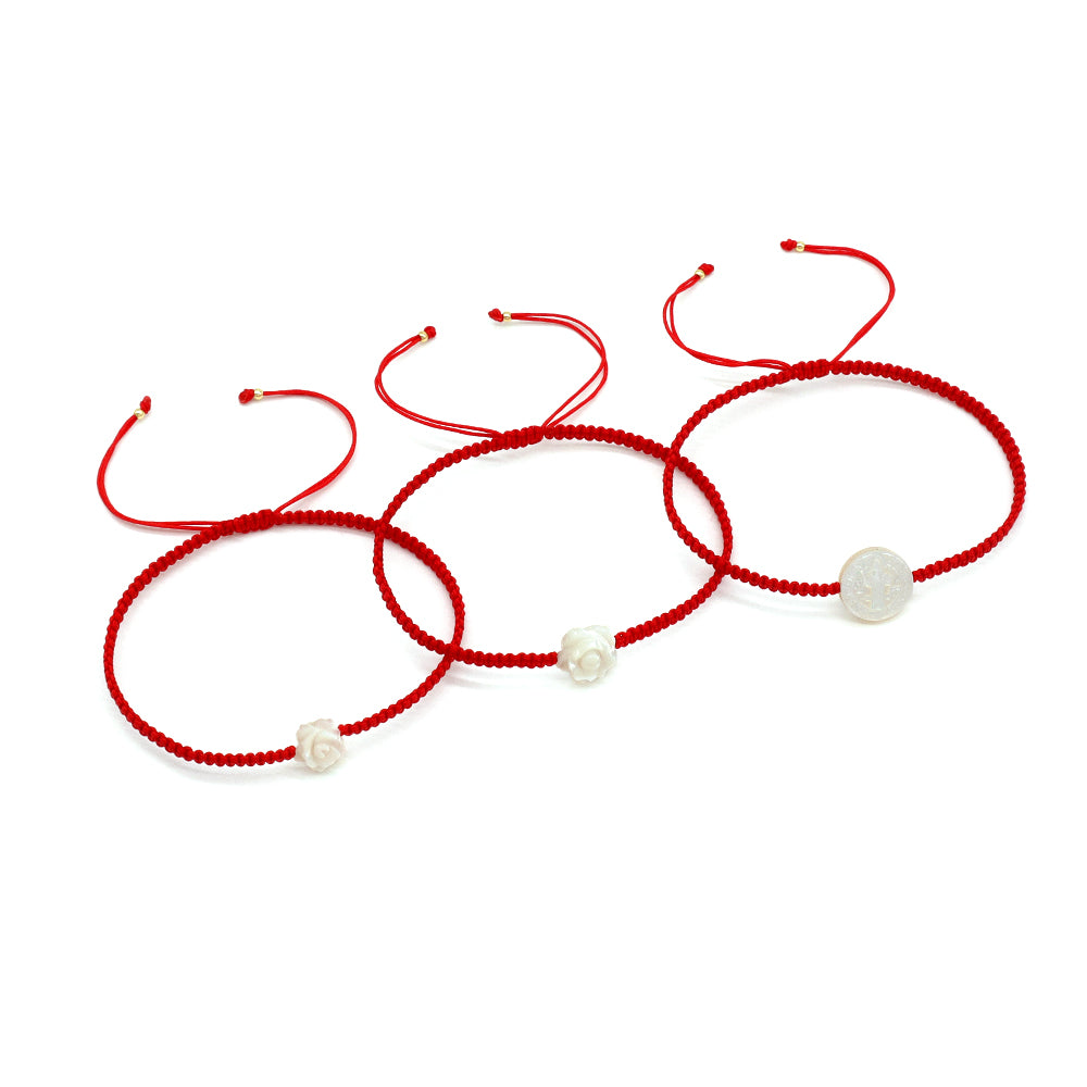 Handmade Customizable Shell Charm Bracelet With Cotton Wire