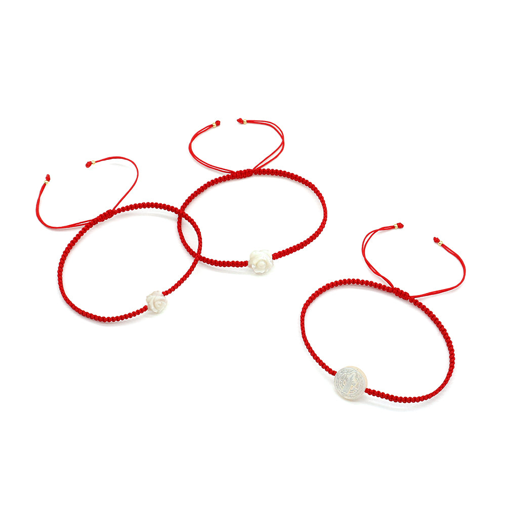 Handmade Customizable Shell Charm Bracelet With Cotton Wire