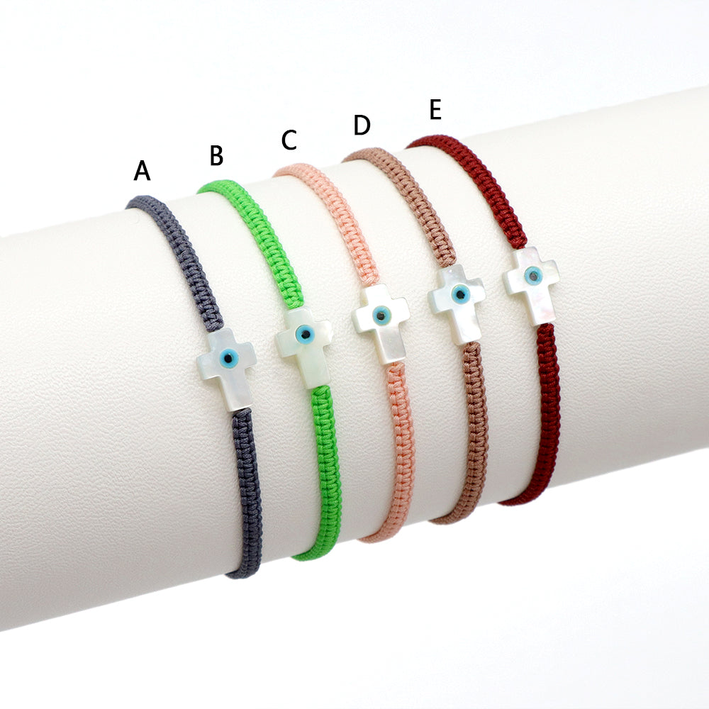 Handmade Customizable Shell Charm Bracelet With Cotton Wire