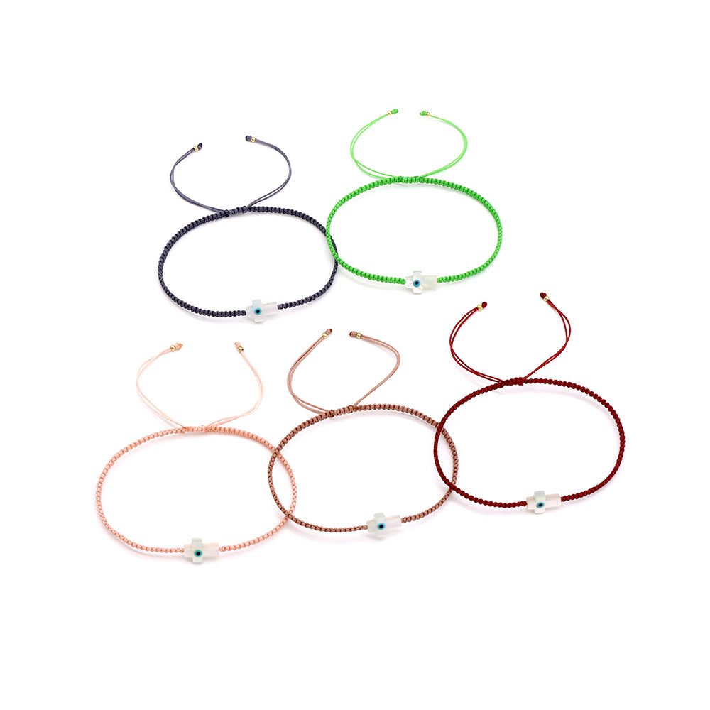 Handmade Customizable Shell Charm Bracelet With Cotton Wire