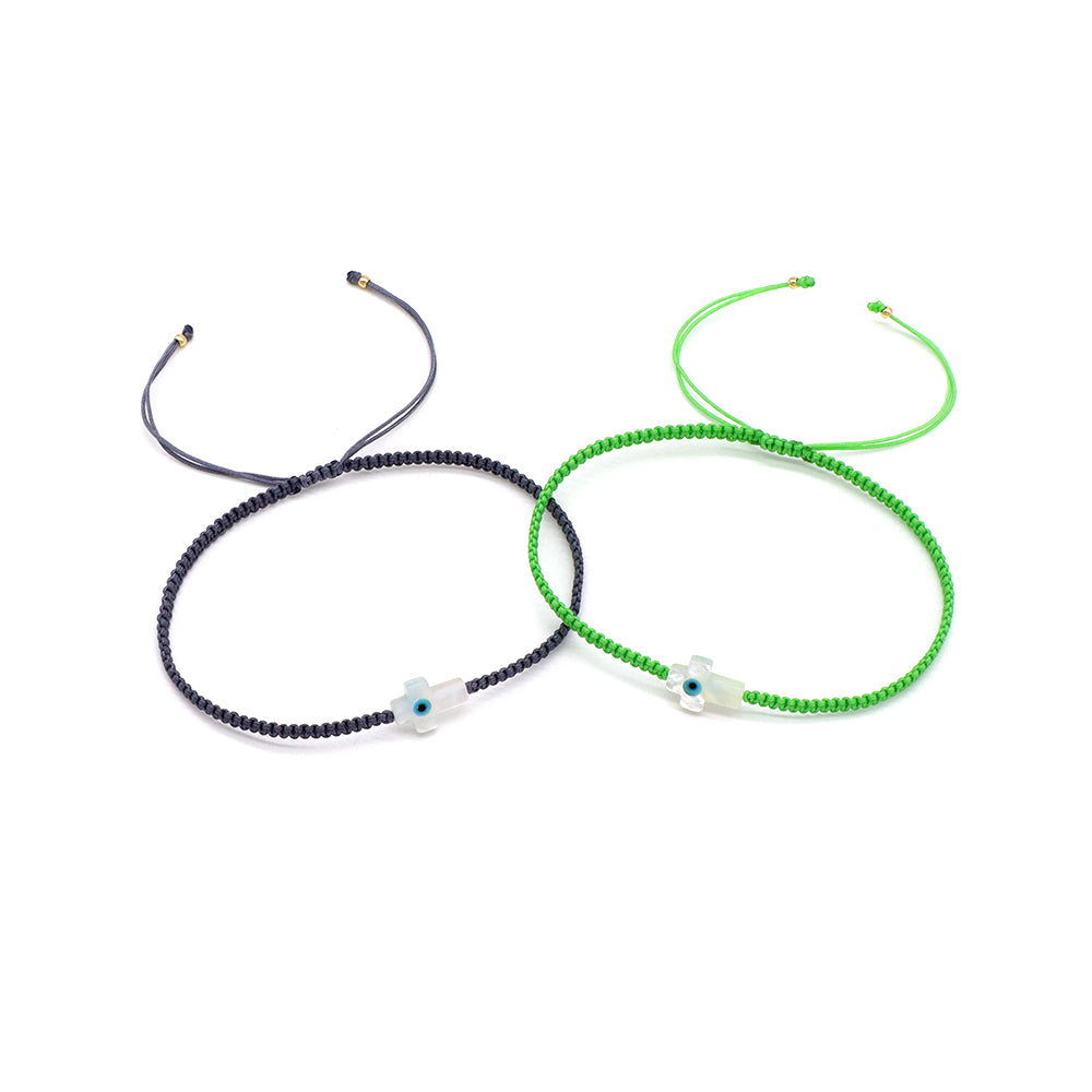 Handmade Customizable Shell Charm Bracelet With Cotton Wire