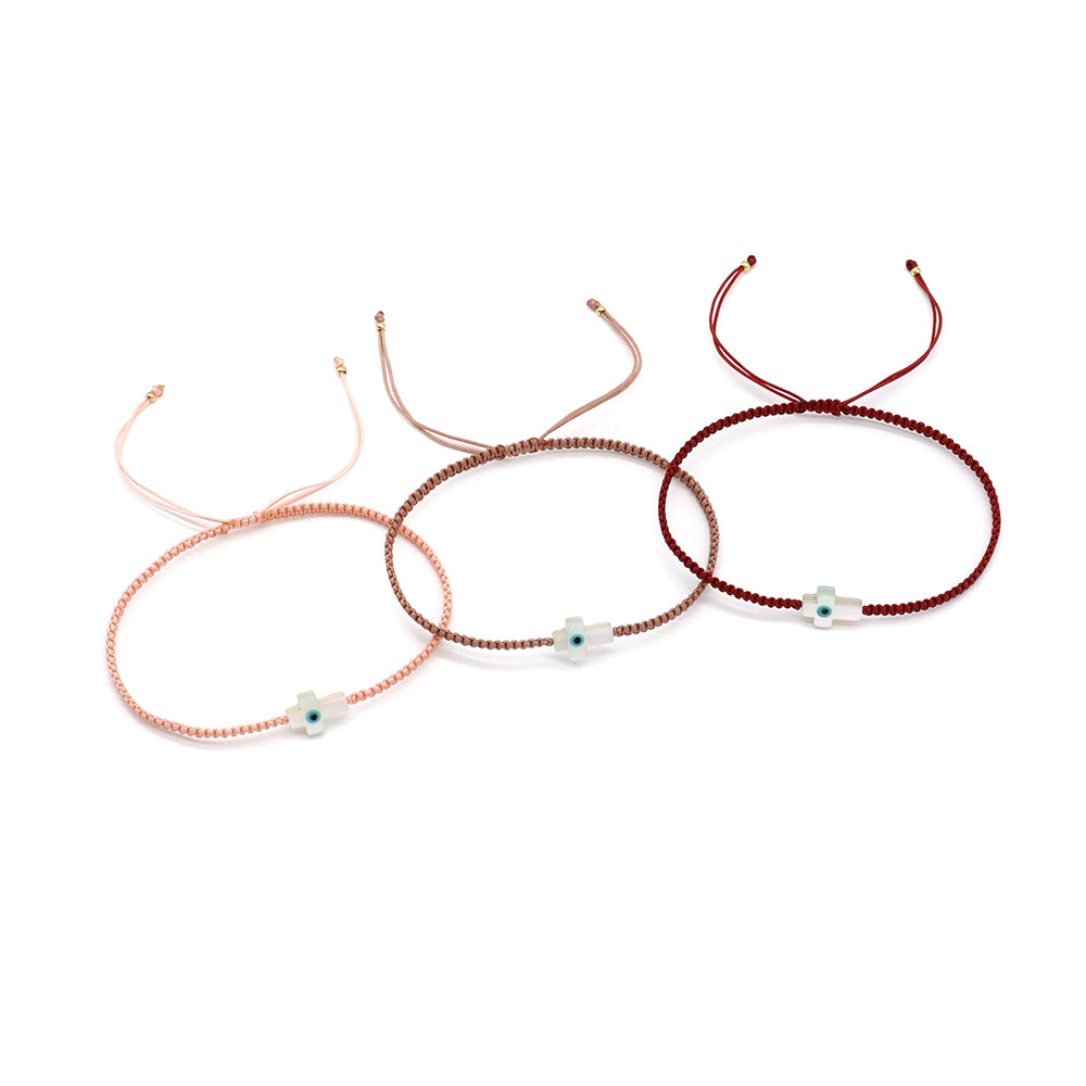 Handmade Customizable Shell Charm Bracelet With Cotton Wire