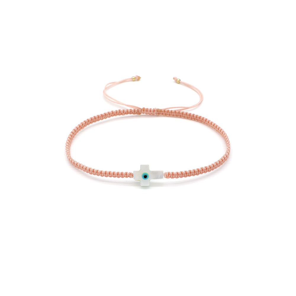 Handmade Customizable Shell Charm Bracelet With Cotton Wire